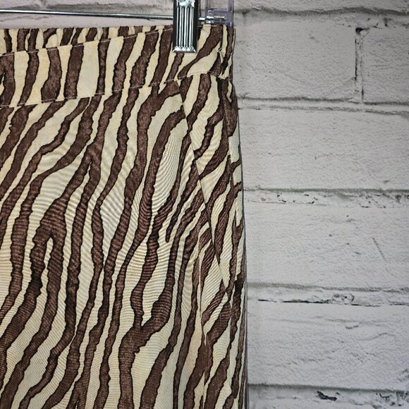 WOMENS WIDE LEG PANTS TIGER/ZEBRA STRIPES TAN AND BROWN SIZE MED - Picture 2 of 7